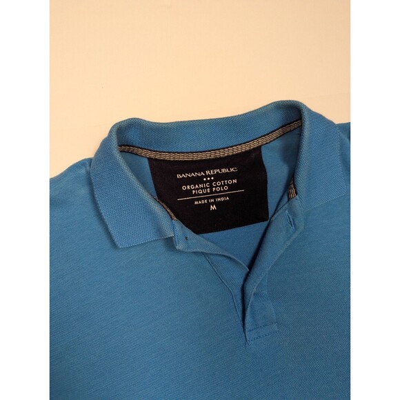 Banana Republic Organic Cotton Pique Polo Blue Mens Medium - Picture 3 of 11
